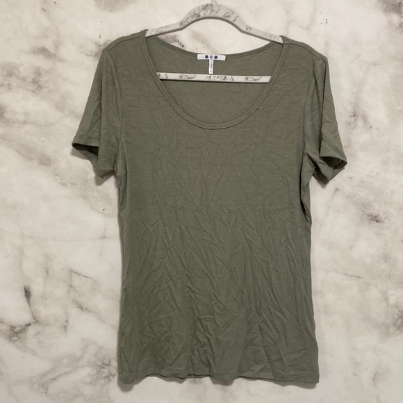 NWOT Three Dots Ribbed Crew Neck Tee - Olive Green - Picture 3 of 11